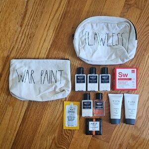 Rae Dunn Flawless and War Paint Pouches with Samples